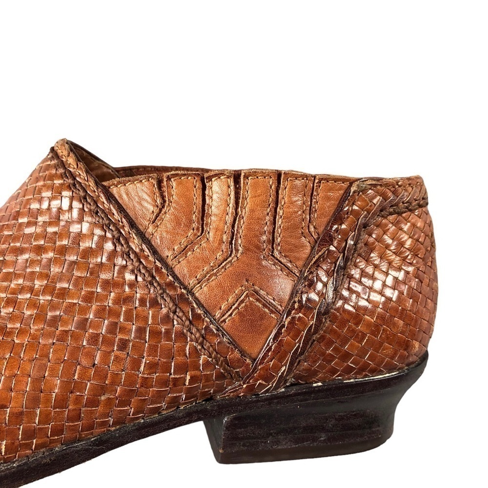 VTG Cole Haan Boho Tan Woven‎ Pointy Toe Low Ankle Booties Western Cowgirlcore - Picture 7 of 11